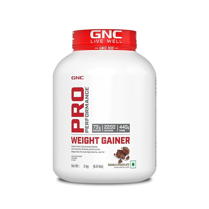 51q8q6TAMhL._SX679_ GNC Pro Performance Weight Gainer | 3kg | 73g Protein & 2200 Calories for Muscle Growth | 400g Carbs for Post-Workout Recovery | Reduces Muscle Breakdown & Boosts Endurance | Double Chocolate - Image 1