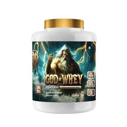 God of Whey Isolate Protein 2kg | 28g Protein per Serving | Ultra-Low Carb & Fat | 21 Vitamins & Minerals | Digestive Enzymes (Papain & Alpha Amylase) | Lean Muscle & Fat Loss | Cappuccino