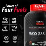 GNC Amp Mass Xxx Gainer Powder|2 Kg|Boosts Lean Muscle Gains|Amps Up Workout Results|50G Protein|10G Bcaa|127.5 G Carbs|3G Creatine|Chocolate, 1 count, 9 servings - Image 7