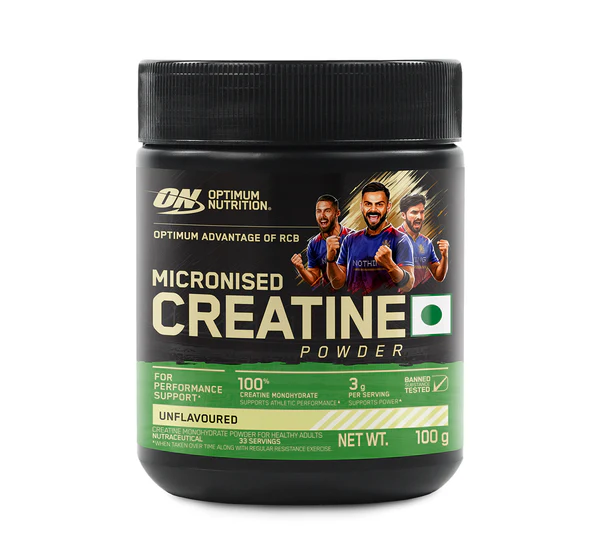 748927068818_1 Optimum Nutrition (ON) Micronized Creatine Powder – 100 g, 33 Serves, 3g of 100% Creatine Monohydrate per serve, Supports Athletic Performance & Power, Unflavored. - Image 1