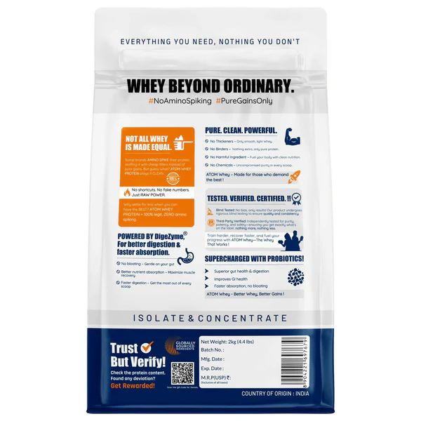 AS-IT-IS ATOM Whey Protein 2kg | 27g protein | Isolate & Concentrate | Double Rich Chocolate | USA Labdoor Certified | With Digestive Enzymes for better absorption - Image 3