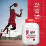 GNC Pro Performance 100% Whey Protein | Muscle Growth | Muscle Recovery | DigeZyme® For Easy Digestion | Informed Choice Certified | 24g Protein | 5.5g BCAA | Chocolate Fudge - Image 4