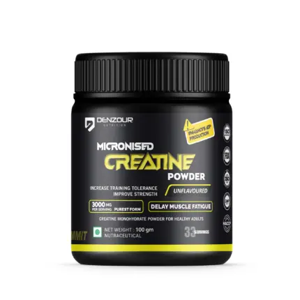 Denzour Micronised Creatine Powder 100g | Creatine Monohydrate | 3000mg Per Serving & Unflavoured