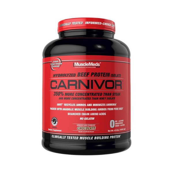 Untitled design (16) MuscleMeds CARNIVOR Beef Protein Isolate Powder, Muscle Building, Recovery, Lactose Free, Sugar Free, Fat, Free, 23g Protein, Halal Certified, Chocolate, 56 Servings - Image 1