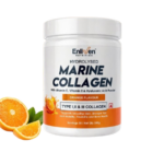 ENLIVEN NUTRITION HYDROLYSED MARINE COLLAGEN With Vitamin C, Vitamin E & Hyaluronic Acid Powder ORANGE FLAVOUR TYPE I, II & II COLLAGEN