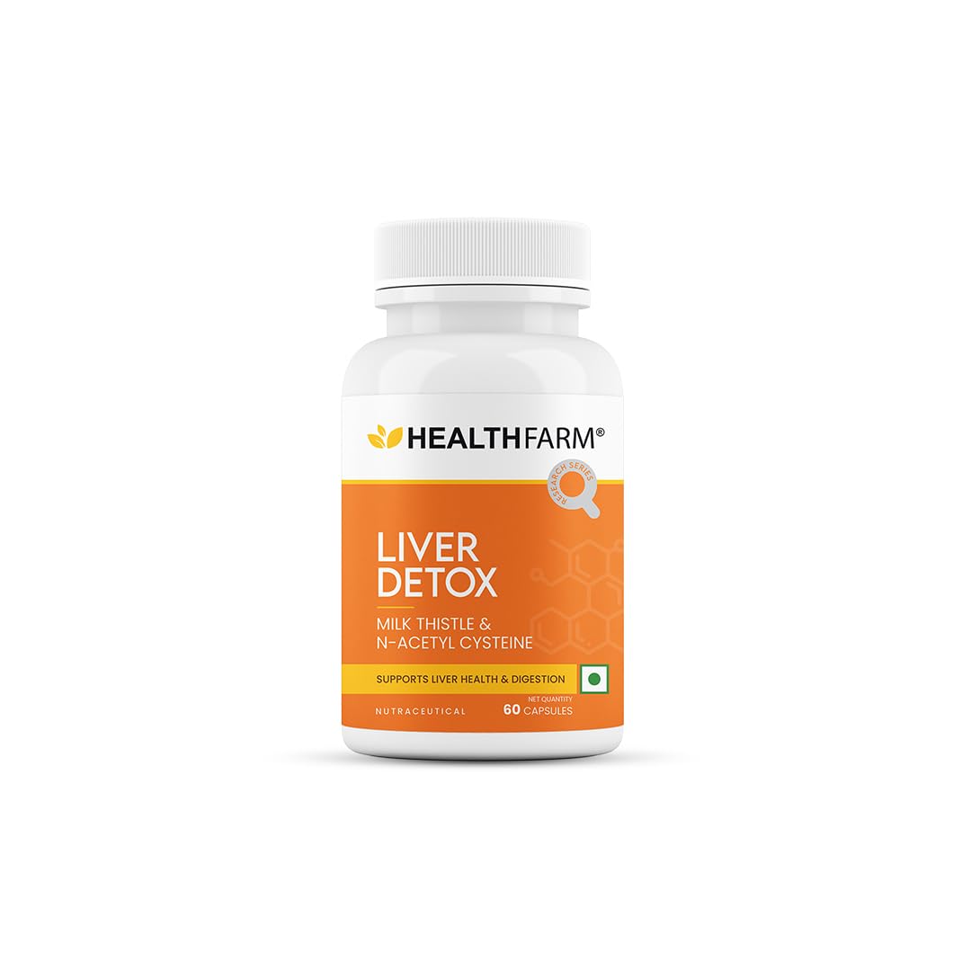l Healthfarm Liver Detox with Milk Thistle & N-Acetyl Cysteine | Natural Body Cleanse, Digestive Enzyme Support & Fatty Liver Care | 60 Capsules - Image 1