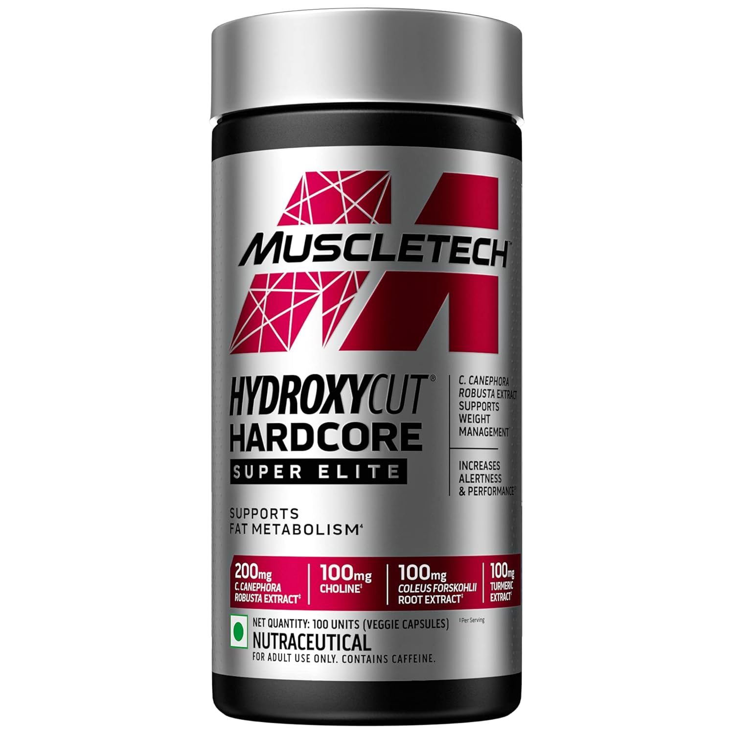 m1 Muscletech Hydroxycut Hardcore, Super Elite, Supports Fat Metabolism (100 Capsules) - Image 1