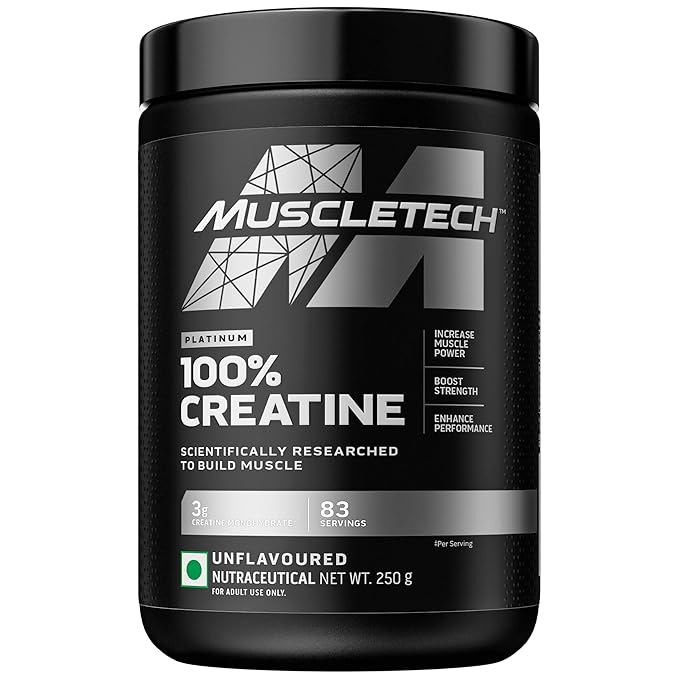 mt MuscleTech Platinum Creatine Monohydrate Powder | 3 g Creatine Per Serving | Supports Strength, Power & Muscle Recovery | Unflavoured | 83 Servings (250 g) - Image 1